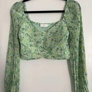ASTR Green Floral Women's Top